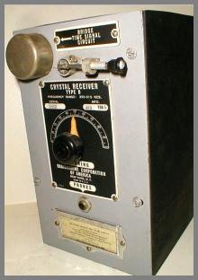 Photo of the front panel showing the cat's whisker crystal detector and the tuning dial