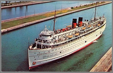 Steamer SS South American in a canal