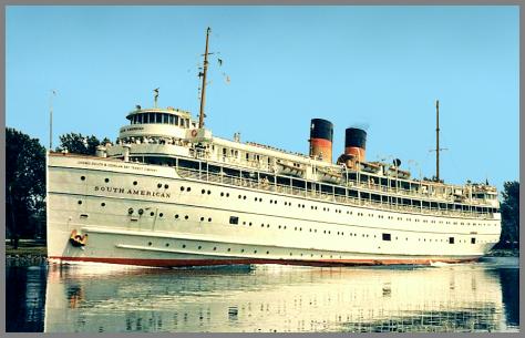 View of the SS South American probably taken on the St. Claire River or the Detroit River