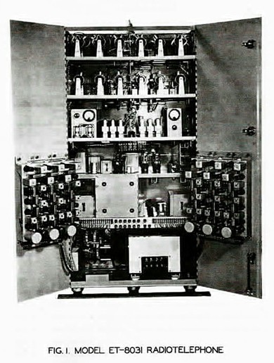 Rack-mounted radio receiver with  7 small knobs, 2 large knobs, a meter and a slide-rule dial