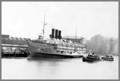 Three stack passenger steamer