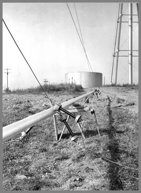 Rigging the vertical antenna prior to erection.