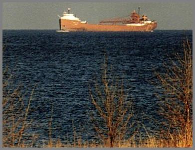 Interlake boat passing the WLC lake shore site.